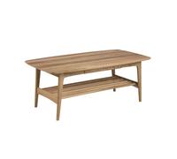 Table basse Emma en placage de chêne avec tiroir et étagère.