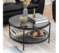 Table basse - EMOB - Paul - Plateau en verre - Cadre noir mat en métal