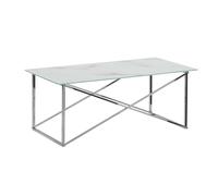 Table Basse Emporia Effet Marbre Argenté Blanc