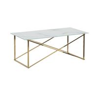 Table Basse Emporia Effet Marbre Doré Blanc