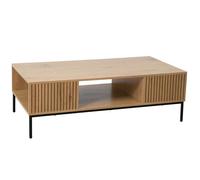 Table basse en acier et MDF décor mélaminé 120 cm beige Dakota - Oviala
