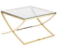 Beliani Table Basse en Acier INOX Doré Finition Brillante et Verre de Sécurité 45 x 70 cm Max 20 Kg Ringgold