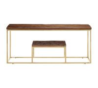 Table basse en acier inoxydable et traverses en bois massif - Table de salon moderne pour un intérieur élégant - Durable et facile d'entretien