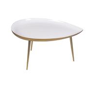 Miliboo Table Basse Design en Acier laqué Blanc et doré L80 cm Drop