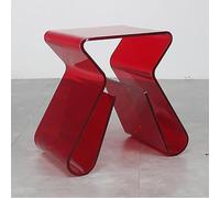 Table basse en acrylique rouge, petit tabouret transparent pour salon, salle de bain et balcon, table d'appoint élégante avec rangement (43,2 x 30,5 x 43,2 cm)