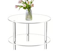 Table Basse en Acrylique | Table Basse à Deux Niveaux pour Salon, de Chevet Moderne Transparente Meuble Petits Espaces 40 x 40 x 42 cm Salon Chambre Balcon Terrasse Appartement