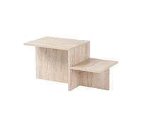 Table à café rustique moderne, travertine, 80 x 40 x 40 cm | Fabriqué en panneau de particules 100 % mélamine, épaisseur : 18 mm | Parfait pour les espaces modernes à domicile et d'étude, design