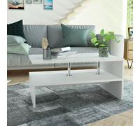 vidaXL Table Basse, Bout de Canapé avec Étagère et Tiroir, Table d'Appoint, Meuble de Salon Salle de Séjour Intérieur, Bois d’Ingénierie Blanc