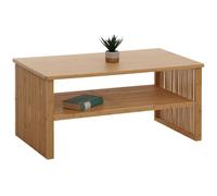 Table basse en bambou HWC-N80, table de salon avec compartiment de rangement, certifiée FSC® 46x97x55 cm Marron