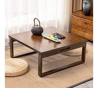 Table basse en bambou pliable de style japonais avec pieds pliants Marron Table à thé carrée pour la maison Petite table à manger pour enfants Table d'art 60 x 60 x 23,5 cm