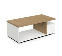 Table Basse en Bois 3 Niches - Style Scandinave - Coloris Blanc Mat & Chêne Hamilton - 91 x 50 x 37 cm