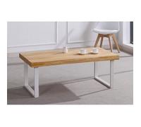 Table basse en bois coloris chêne nordique - pieds blanc - Longueur 120 x profondeur 60 x hauteur 43 cm