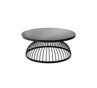 Table basse en bois coloris noir en verre - D. 90 x H. 38 cm -PEGANE- Noir