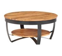 Table basse en bois d'acacia solide - VINGVO - Rond - Marron miel - Laqué