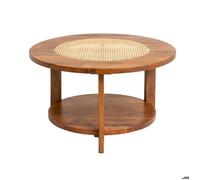Table basse en bois et cannage