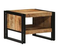 Table Basse en Bois de Manguier Massif 50x50x38 cm avec Cadre en Fer