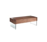 Table Basse En Bois De Noyer Et Verre Incolore