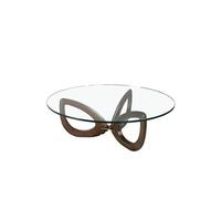 Angel Cerdá - Table Basse Ronde en Verre et Noyer - Table Basse Moderne et Élégante - Originale et Versatile - Style et Sophistication - Matériaux Résistants - 120 x 120 x 38 cm