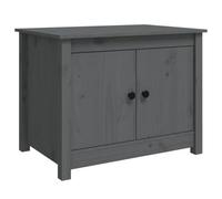 Table Basse en Bois de Pin Massif Grise 71x49x55 cm avec 4 Compartiments