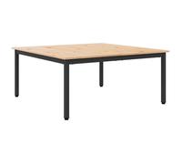 vidaXL Table basse en pin massif 100x100x45 cm Design carré Pieds en métal Naturel