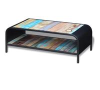 Table basse en bois de récupération massif - VIDAXL - Vintage - Noir - Meuble de salon - 60 cm - Rectangulaire