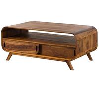 Table Basse en Bois de Sheesham 120x70x50 Marron Clair laqué Mailand #131