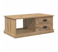 vidaXL Table basse Chêne artisanal Bois d'ingénierie 90x50x35 cm rectangulaire tiroir & étagère