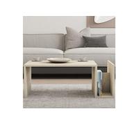 Melmo - Table Basse En Bois Effet Pierre Avec Porte Magazines