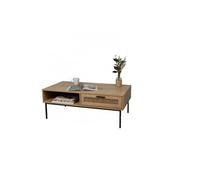 Table basse en bois et métal avec 1 tiroir + 1 niche "Romy" - Marron/noir - L 110 x P 59 x H 42 cm