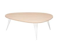Table Basse en Bois et Pieds en métal Blanc 112 x 80 x H 40 cm - Atmosphera