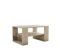 Hanah Home Élégante Table à café, Travertine, 80 x 50 x 40 cm, 100% mélaminée, épaisseur 18 mm, Design élégant en marbre pour espaces de Vie Modernes
