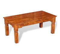 Table basse en bois massif 110 x 60 x 45 cm, acacia miel, aspect palissandre, table de salon robuste pour des espaces de vie élégants, fabriquée à la main, design durable
