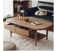 Table Basse en Bois Massif avec 2 Tiroirs de Rangement, Table de Salon en Bois Massif du Milieu du Siècle, Table Centrale Vintage élégante pour Salon, Bureau,Walnut,Top Drawer