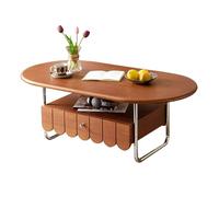 Table basse en bois massif avec tiroir et étagère de rangement - Table centrale de style moderne de ferme et du milieu du siècle pour salon et bureau à domicile
