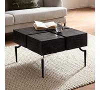 Table Basse - WOHNLING - Mango - Bois Massif - Noir - 60x60x40 cm