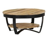 Table basse en bois massif de manguier - AKOZON - Rond - Laqué - Marron - Salon - 65 x 32 cm