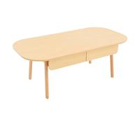 Table basse en bois massif écologique avec 2 tiroirs stable et moderne | Coins en forme d'arc pour plus de sécurité - Les patins antidérapants protègent le sol