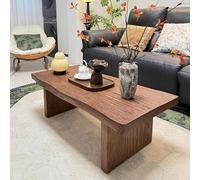 Table basse en bois massif, grande table d'appoint rectangulaire rustique pour salon, table de salle à manger vintage avec base robuste