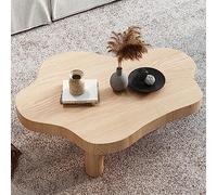 Table Basse en Bois Massif IrréGulier avec 3 Pieds, Table D'Appoint Moderne Ronde Et éPaissie pour Le Salon Et La Chambre à Coucher,Natural,35×24×16“