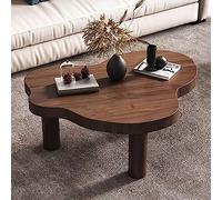 Table Basse en Bois Massif IrréGulier avec 3 Pieds, Table D'Appoint Moderne Ronde Et éPaissie pour Le Salon Et La Chambre à Coucher,Walnut,35×24×16“