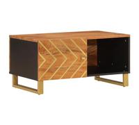 Table basse en bois massif marron et noir 80 x 50 x 40 cm - Finition marron acacia bois de mangue et fer pour salon, durable et élégante