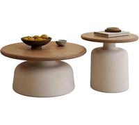 Table Basse en Bois Massif Nordique, Petit Appartement, Canapé Ovale, Table D’appoint, Maison, Salon, Balcon, Table De Négociation, Longueur 39,4 ", White, A+B