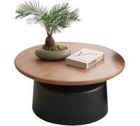 Table Basse en Bois Massif Nordique, Petit Appartement, Canapé Ovale, Table D’appoint, Maison, Salon, Balcon, Table De Négociation, Longueur 39,4 ", Black, A+B