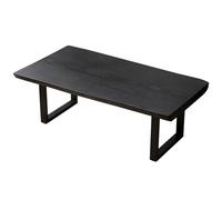 Table Basse en Bois Massif pour Salon, Table Centrale rectangulaire de Style Ferme Rustique, Table de Cocktail Industrielle avec Cadre en métal, Finition Bois Naturel, 100x60x45 cm D