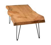 Table Basse en Bois Massif pour Salon, Table Centrale rectangulaire de Style Ferme Rustique, Table de Cocktail Industrielle avec Cadre en métal, Finition Bois Naturel, 100x60x45 cm B