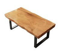 Table Basse en Bois Massif pour Salon, Table Centrale rectangulaire de Style Ferme Rustique, Table de Cocktail Industrielle avec Cadre en métal, Finition Bois Naturel, 100x60x45 cm A