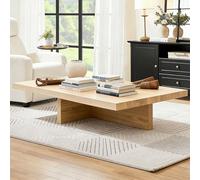 Table Basse en Bois Massif Rectangulaire pour Salon, Table Centrale de Style Rustique Ferme avec Plateau Épaissi et Pieds en Métal Robustes, Marron Naturel B 51.2"x23.6"x17.7"