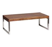 Table basse en bois massif Sheesham - WOHNLING - 120cm de large - Style campagnard - Brun