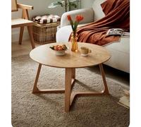 Table basse en bois massif - Table centrale ronde moderne pour petit espace de salon ou bureau - Base en bois avec nœud élégant pour un intérieur élégant