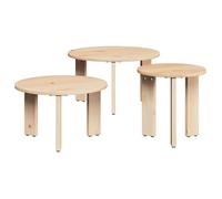 Table basse en bois massif - vidaXL - Naturel - Ronde - Pin - 47,5x47,5x27 cm - Set de 3 pièces - Emboîtable